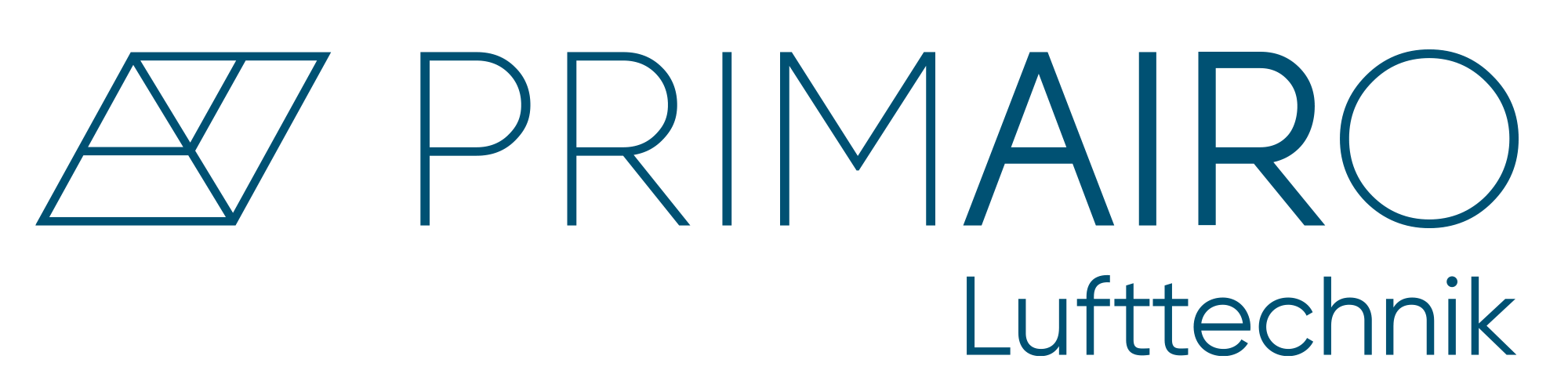Logo mit geometrischem Symbol und Schriftzug „PRIMAIRO Lufttechnik“.